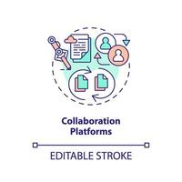 2D editable collaboration platforms thin line icon concept, isolated vector, multicolor illustration representing knowledge management. vector