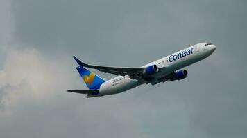 FRANKFURT AM MAIN, GERMANY JULY 17, 2017 - Condor Thomas Cook Boeing 767 D ABUB departure at runway 25C. Fraport, Frankfurt, Germany video