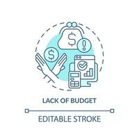 Lack of budget soft blue concept icon. Too expensive. High price. Potential customer. Selling process. Objection handling. Round shape line illustration. Abstract idea. Graphic design. Easy to use vector