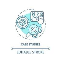 Case studies soft blue concept icon. Problem solving skills. Hands on learning. Marketing strategy. Sales improvement. Round shape line illustration. Abstract idea. Graphic design. Easy to use vector