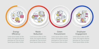 2D sustainable office vector infographics template with linear icons, data visualization with 4 steps, process timeline chart.