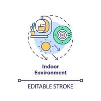 Editable indoor environment icon concept, isolated vector, sustainable office thin line illustration. vector