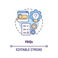 2D editable FAQs thin line icon concept, isolated vector, multicolor illustration representing knowledge management. vector