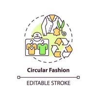 Editable circular fashion icon concept, isolated vector, sustainable office thin line illustration. vector