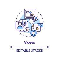 2D editable videos thin line icon concept, isolated vector, multicolor illustration representing knowledge management. vector