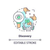 2D editable discovery thin line icon concept, isolated vector, multicolor illustration representing knowledge management. vector