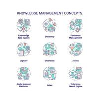 2D editable icons set representing knowledge management concepts, isolated vector, thin line colorful illustration. vector