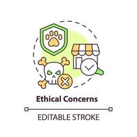 Editable ethical concerns icon concept, isolated vector, sustainable office thin line illustration. vector