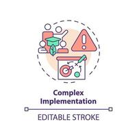 Editable complex implementation icon concept, isolated vector, sustainable office thin line illustration. vector