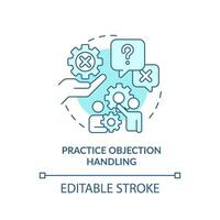 Practice objection handling soft blue concept icon. Improve skill. Business coaching. Sales training. Successful deal. Round shape line illustration. Abstract idea. Graphic design. Easy to use vector