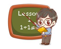 Cute teacher giving a lesson cartoon illustration vector