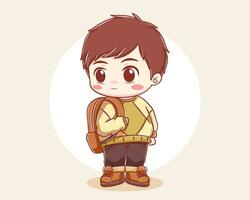 Cute boy wearing autumn clothes cartoon character vector