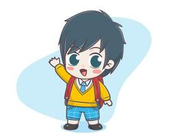 Cute student boy cartoon illustration vector