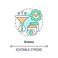 2D editable assess thin line icon concept, isolated vector, multicolor illustration representing knowledge management. vector