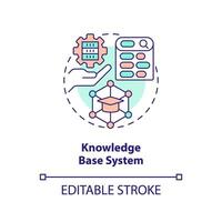 2D editable knowledge base system thin line icon concept, isolated vector, multicolor illustration representing knowledge management. vector