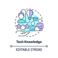 2D editable tacit knowledge thin line icon concept, isolated vector, multicolor illustration representing knowledge management vector