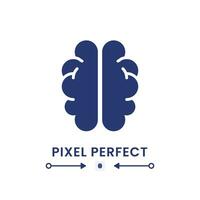 Human brain black solid desktop icon. Nervous system. Cognitive intelligence. Thinking skills. Pixel perfect, outline 4px. Silhouette symbol on white space. Glyph pictogram. Isolated vector image