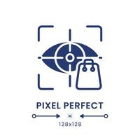Eye tracking black solid desktop icon. Consumer insight. Neuromarketing technique. Pixel perfect 128x128, outline 4px. Silhouette symbol on white space. Glyph pictogram. Isolated vector image