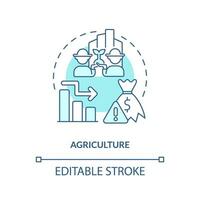 2D editable agriculture blue thin line icon concept, isolated vector, illustration representing overproduction. vector