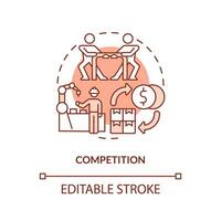 2D editable competition red thin line icon concept, isolated vector, illustration representing overproduction. vector