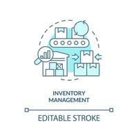 2D editable inventory management blue thin line icon concept, isolated vector, illustration representing overproduction. vector