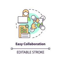 Easy collaboration concept icon. Facilitate cooperation. Accounting software benefit abstract idea thin line illustration. Isolated outline drawing. Editable stroke vector