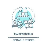 2D editable manufacturing blue thin line icon concept, isolated vector, illustration representing overproduction. vector