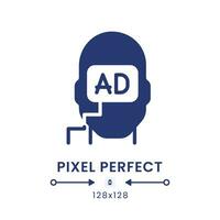 Subliminal advertising black solid desktop icon. Consumer behavior. Marketing message. Pixel perfect 128x128, outline 4px. Silhouette symbol on white space. Glyph pictogram. Isolated vector image