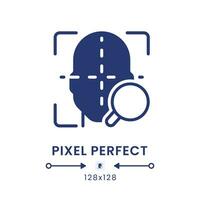 Facial coding black solid desktop icon. Face recognition. Measuring human emotions. Pixel perfect 128x128, outline 4px. Silhouette symbol on white space. Glyph pictogram. Isolated vector image