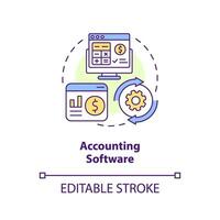 Accounting software concept icon. Computer program. Business accounting management abstract idea thin line illustration. Isolated outline drawing. Editable stroke vector