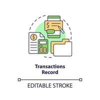 Transactions record concept icon. Financial reports. Accounting importance abstract idea thin line illustration. Isolated outline drawing. Editable stroke vector