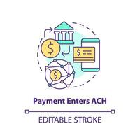 Payment enters ACH concept icon. Transaction. Automated clearing house. How ACH work abstract idea thin line illustration. Isolated outline drawing. Editable stroke vector