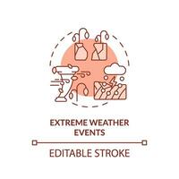 Editable extreme weather events icon representing heatflation concept, isolated vector, linear illustration of global warming impact. vector