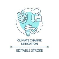 Editable climate change mitigation icon representing heatflation concept, isolated vector, global warming solution thin line illustration. vector