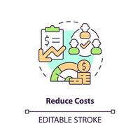 Reduce costs concept icon. Less expenditures. Accounting software benefit abstract idea thin line illustration. Isolated outline drawing. Editable stroke vector