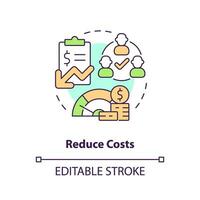 Reduce costs concept icon. Less expenditures. Accounting software benefit abstract idea thin line illustration. Isolated outline drawing. Editable stroke vector