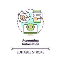 Automation concept icon. Computer program. Accounting software benefit abstract idea thin line illustration. Isolated outline drawing. Editable stroke vector