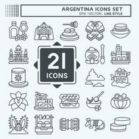 icono conjunto argentina . relacionado a fiesta símbolo. línea estilo. sencillo diseño editable. sencillo ilustración vector