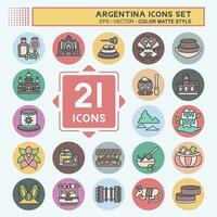 Icon Set Argentina . related to Holiday symbol. color mate style. simple design editable. simple illustration vector