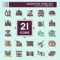 Icon Set Argentina . related to Holiday symbol. MBE style. simple design editable. simple illustration vector