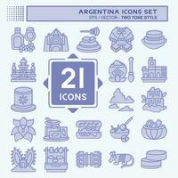 Icon Set Argentina . related to Holiday symbol. two tone style. simple design editable. simple illustration vector