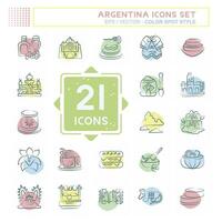 Icon Set Argentina . related to Holiday symbol. Color Spot Style. simple design editable. simple illustration vector