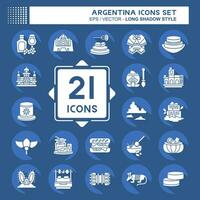 Icon Set Argentina . related to Holiday symbol. long shadow style. simple design editable. simple illustration vector