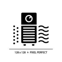 Air purifier black glyph icon. Hepa filter. Air cleaner. Climate control. Home environment. Electrical device. Silhouette symbol on white space. Solid pictogram. Vector isolated illustration