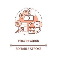 Price inflation terracotta concept icon. Costs. Vulnerability in supply chain abstract idea thin line illustration. Isolated outline drawing. Editable stroke vector