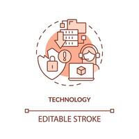 Technology terracotta concept icon. Data security issues. Supply chain disruption abstract idea thin line illustration. Isolated outline drawing. Editable stroke vector