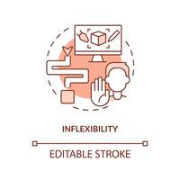 Inflexibility terracotta concept icon. Customers demands. Supply chain challenge abstract idea thin line illustration. Isolated outline drawing. Editable stroke vector