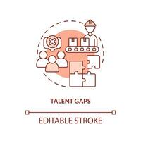 Talent gaps terracotta concept icon. Lack of workforces. Supply chain challenge abstract idea thin line illustration. Isolated outline drawing. Editable stroke vector