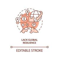 Lack global resilience terracotta concept icon. Supply chain challenge abstract idea thin line illustration. Isolated outline drawing. Editable stroke vector