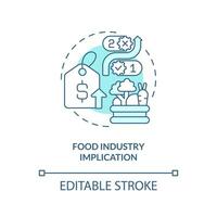 Food industry implication turquoise concept icon. Supply chain disruption mistake abstract idea thin line illustration. Isolated outline drawing. Editable stroke vector